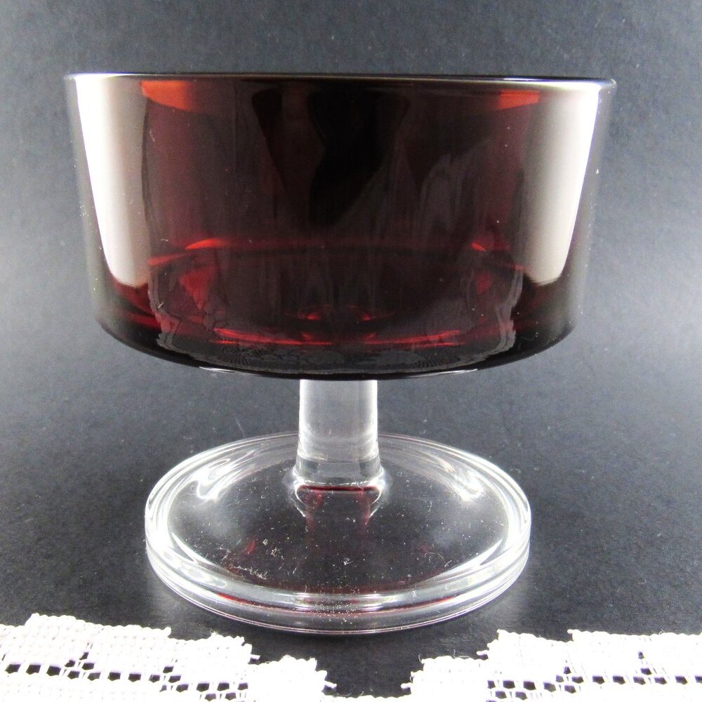 Vintage Arcoroc France Ruby Red Glass 3" Ice Cream Sherbet Goblet 5 oz.